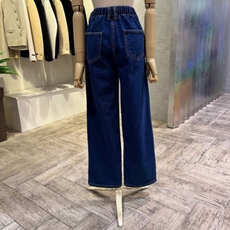 백 밴딩 원턱 일자 데님 팬츠