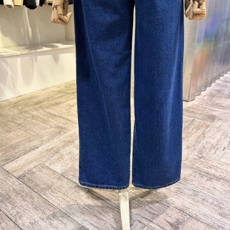 백 밴딩 원턱 일자 데님 팬츠