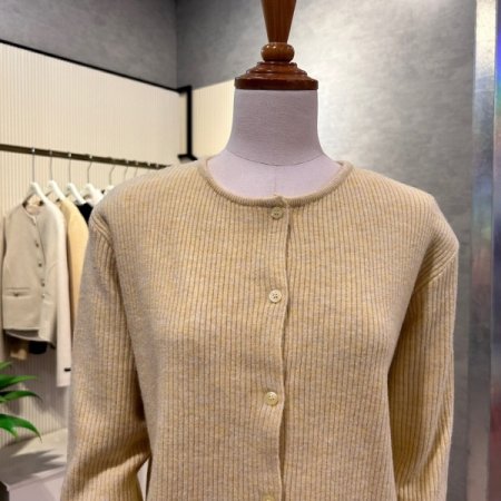 크롭 골지 단추 가디건