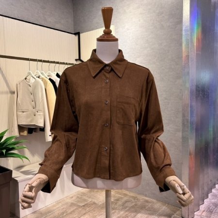 크롭 세무 포켓 셔츠