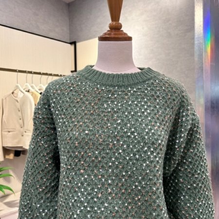 도트 배색 라운드 니트