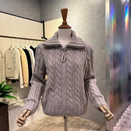 꽈배기 집업 하이넥 가디건