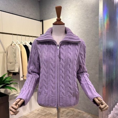 꽈배기 집업 하이넥 가디건