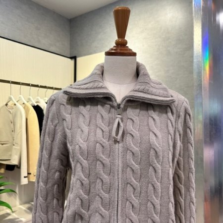 꽈배기 집업 하이넥 가디건