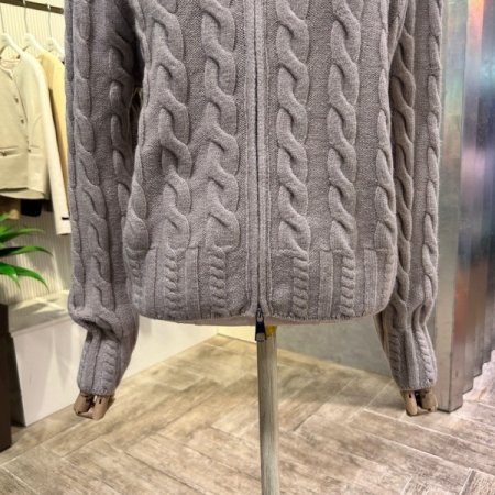 꽈배기 집업 하이넥 가디건