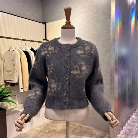 크롭 컬러 배색 가디건