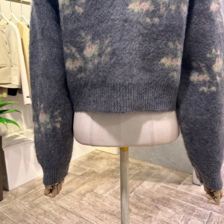 크롭 컬러 배색 가디건