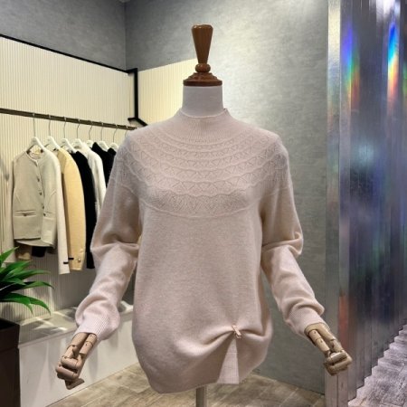 캐시미어 패턴 배색 니트