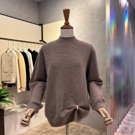 캐시미어 패턴 배색 니트