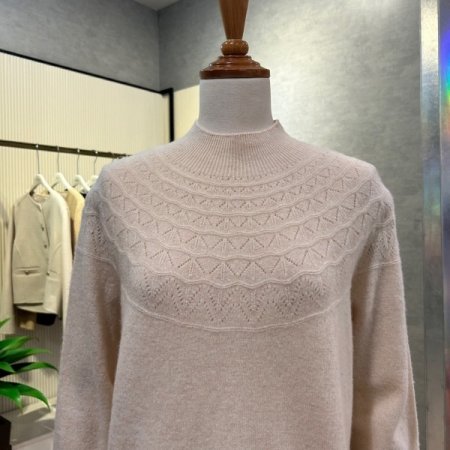 캐시미어 패턴 배색 니트