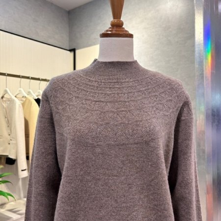 패턴 배색 캐시미어 니트