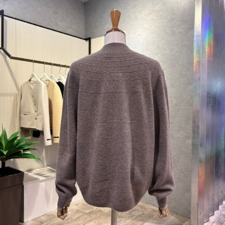 패턴 배색 캐시미어 니트