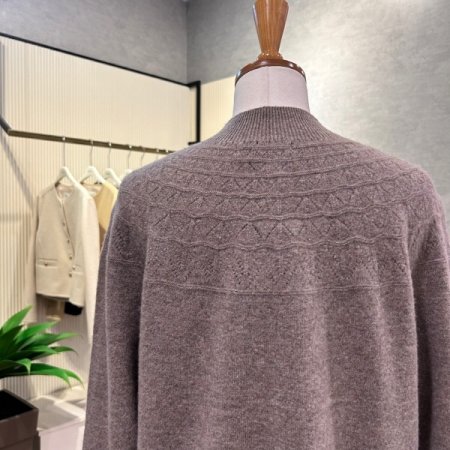 패턴 배색 캐시미어 니트