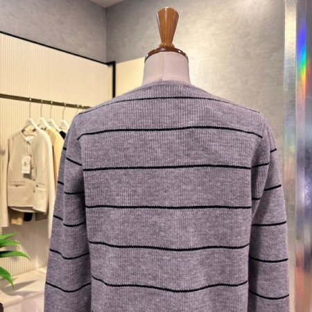 배색 라인 더블 가디건