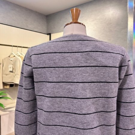 배색 라인 더블 가디건