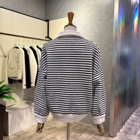 배색 라인 포켓 카라 가디건