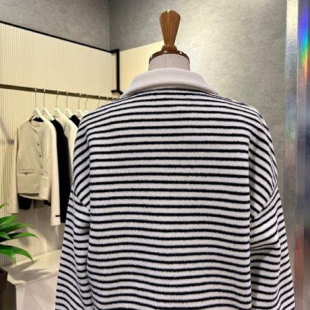 배색 라인 포켓 카라 가디건