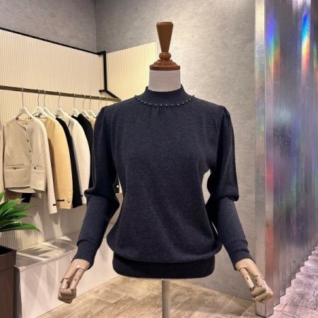 반 폴라 진주 라운드 니트