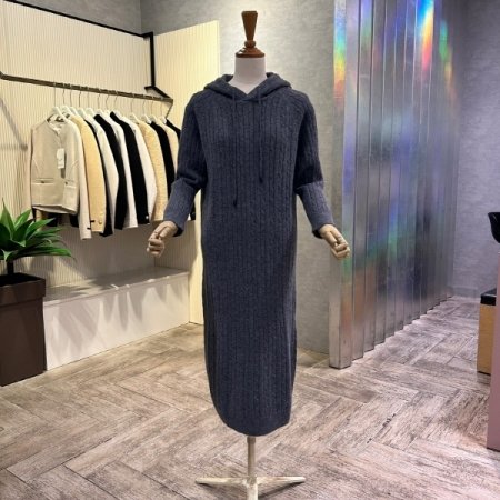 꽈베기 라인 니트 후드 원피스