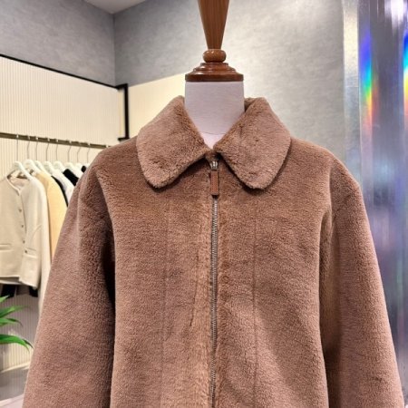 크롭 양털 집업 카라 재킷