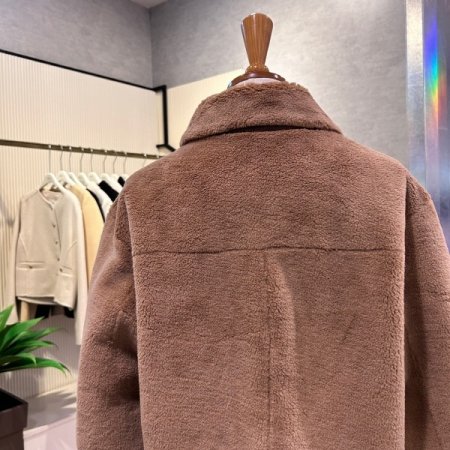 크롭 양털 집업 카라 재킷