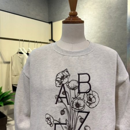 백 지퍼 자수 기모 티셔츠