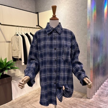 체크 기모 박시 언발 셔츠