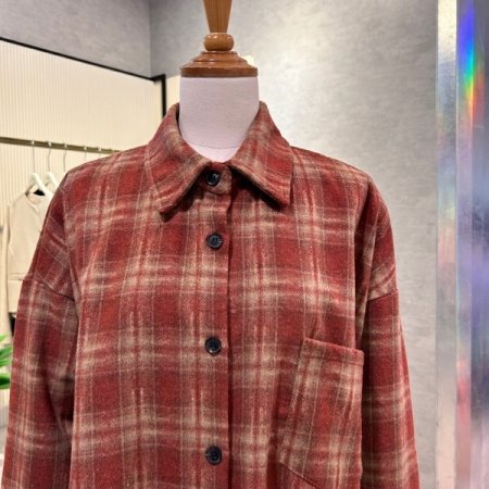 체크 기모 박시 언발 셔츠