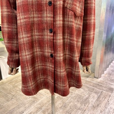 체크 기모 박시 언발 셔츠