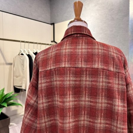 체크 기모 박시 언발 셔츠