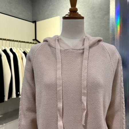 꽈배기 라인 후드 니트