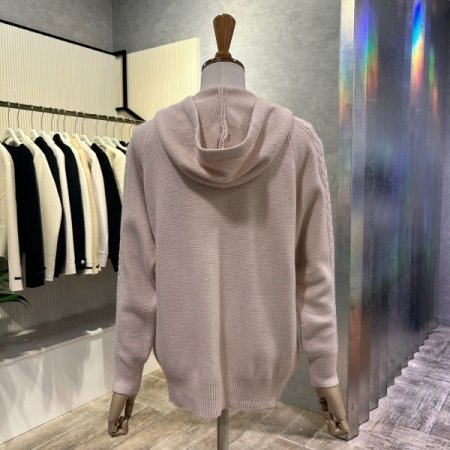 꽈배기 라인 후드 니트