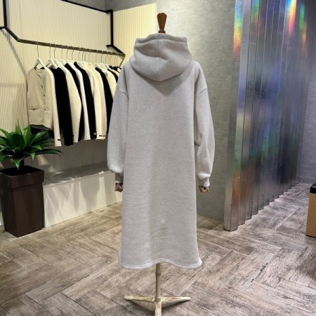 자수 레터링 기모 후드 롱 원피스