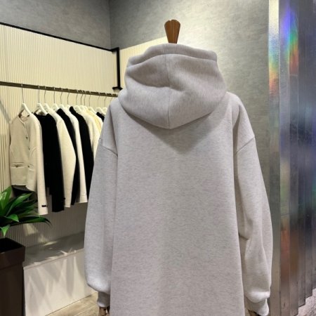 자수 레터링 기모 후드 롱 원피스