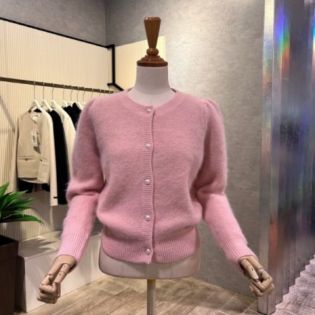 라운드 앙고라 진주 가디건