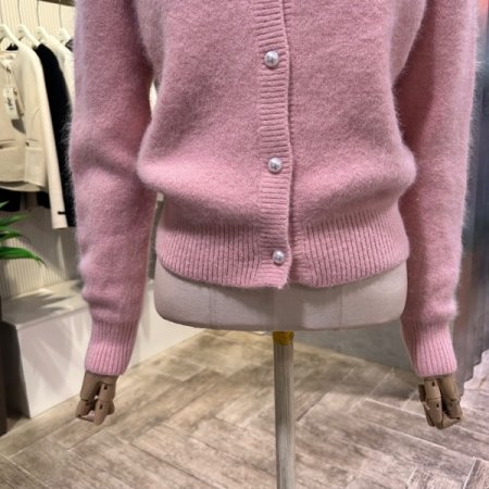 라운드 앙고라 진주 가디건