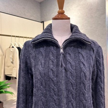 집업 꽈배기 하이넥 가디건