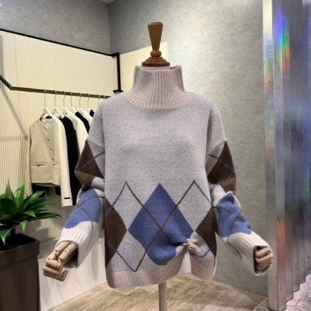 반 폴라 다이아몬드 박시 니트