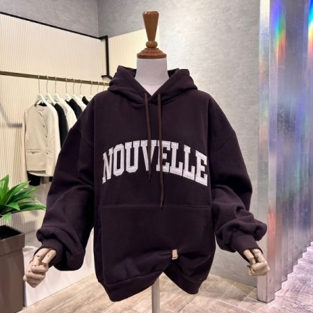 기모 후드 레터링 박시 티셔츠