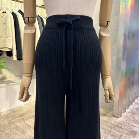 와이드 밴딩 골지 니트 팬츠