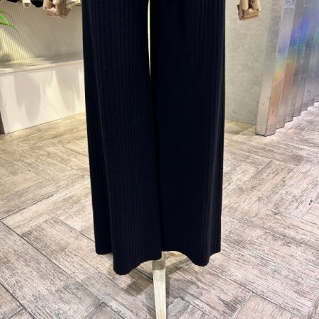 와이드 밴딩 골지 니트 팬츠