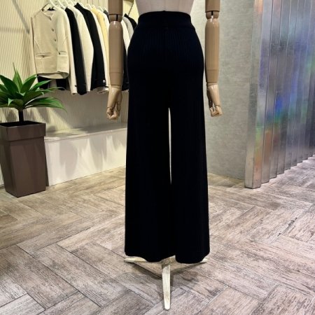 와이드 밴딩 골지 니트 팬츠