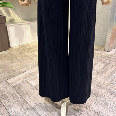 와이드 밴딩 골지 니트 팬츠