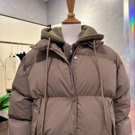 후드 레이어드 패딩 점퍼