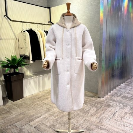 니트 후드 양털 롱 점퍼