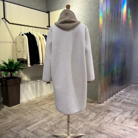 니트 후드 양털 롱 점퍼