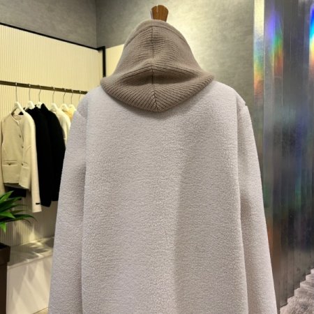 니트 후드 양털 롱 점퍼