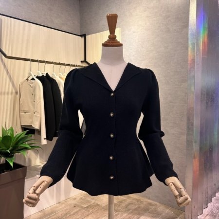 퍼프소매 브아 라인 가디건