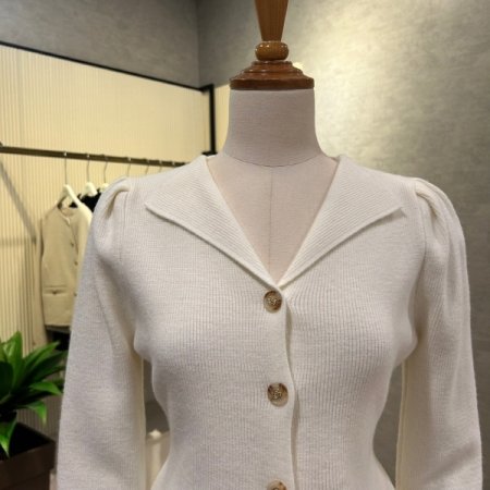 퍼프소매 브아 라인 가디건