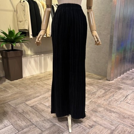 밴딩 벨로아 플리츠 일자 바지